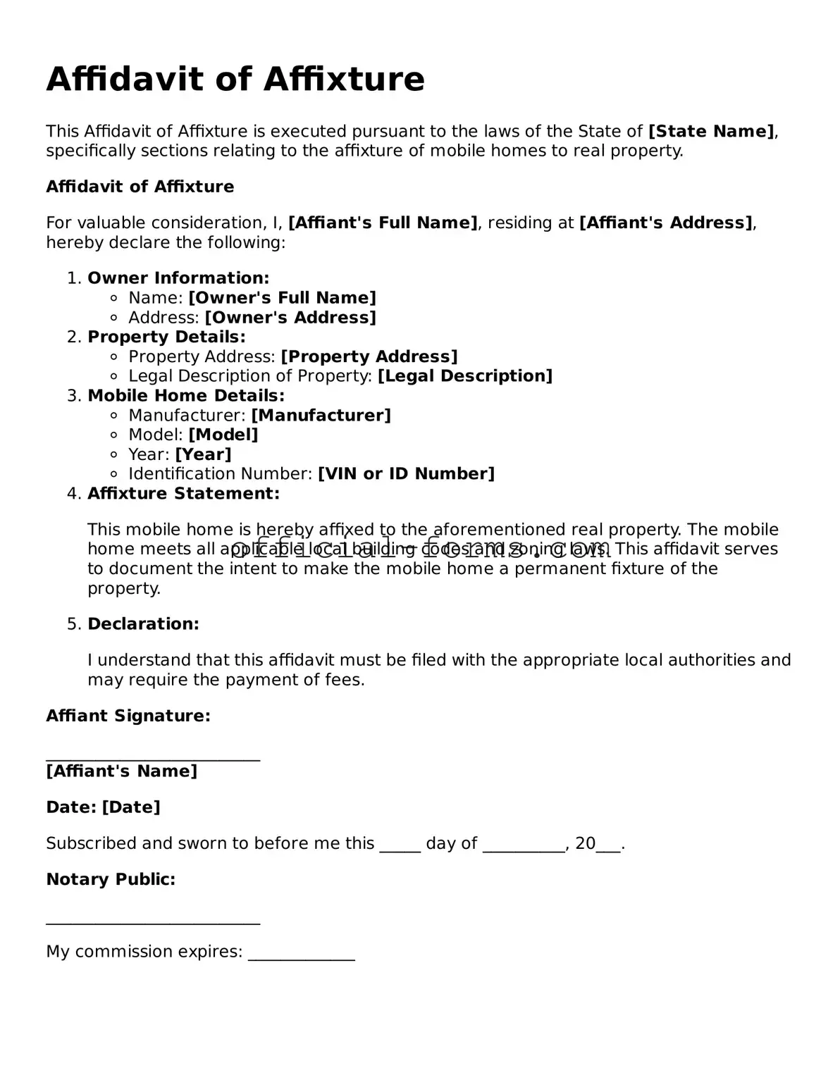 Attorney-Verified Affidavit of Affixture Template