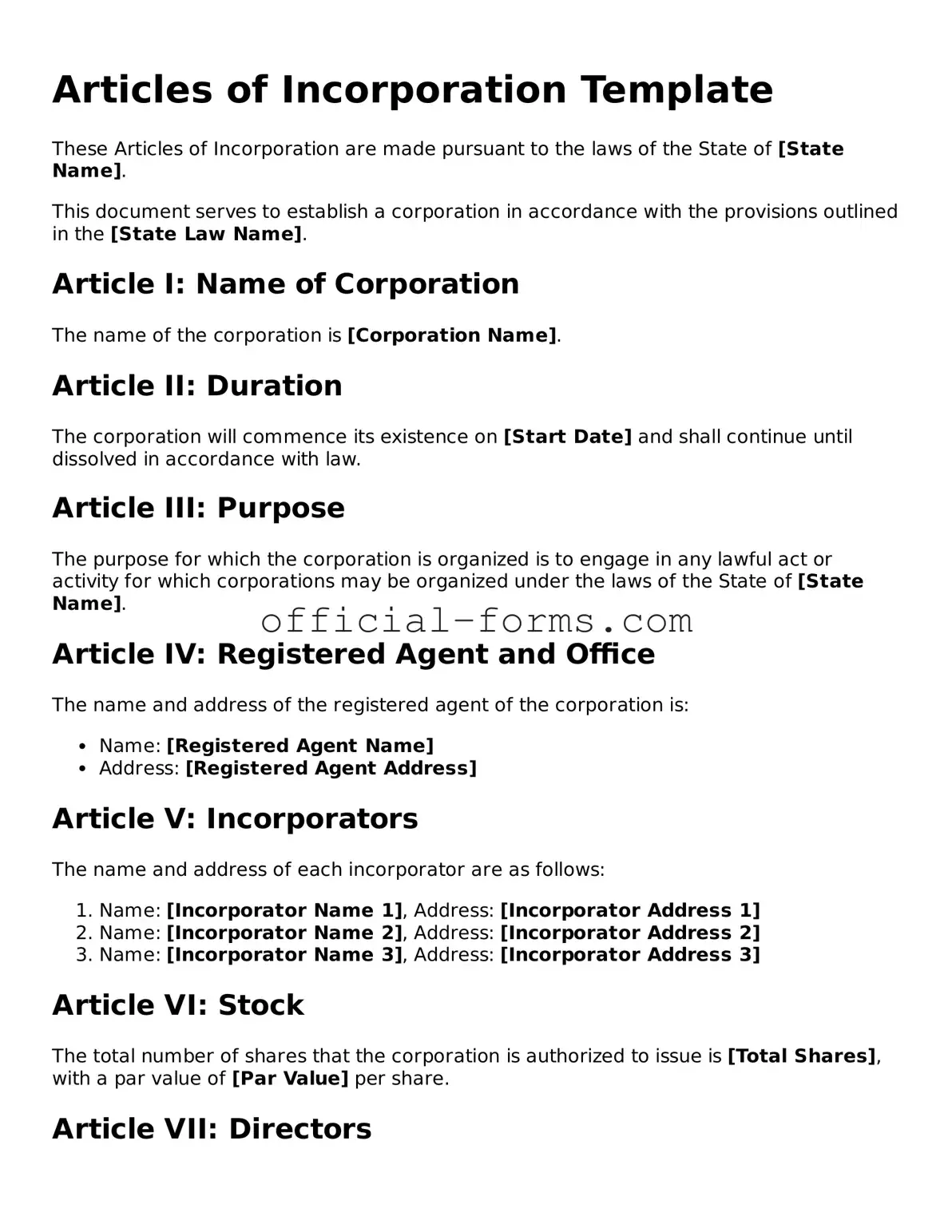 Attorney-Verified Articles of Incorporation Template