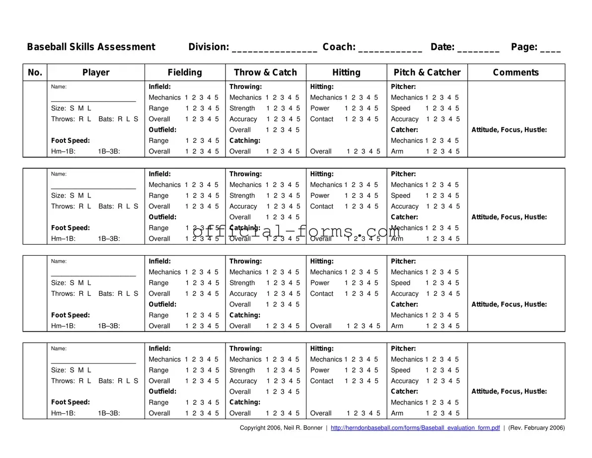 Blank Baseball Assessment Form