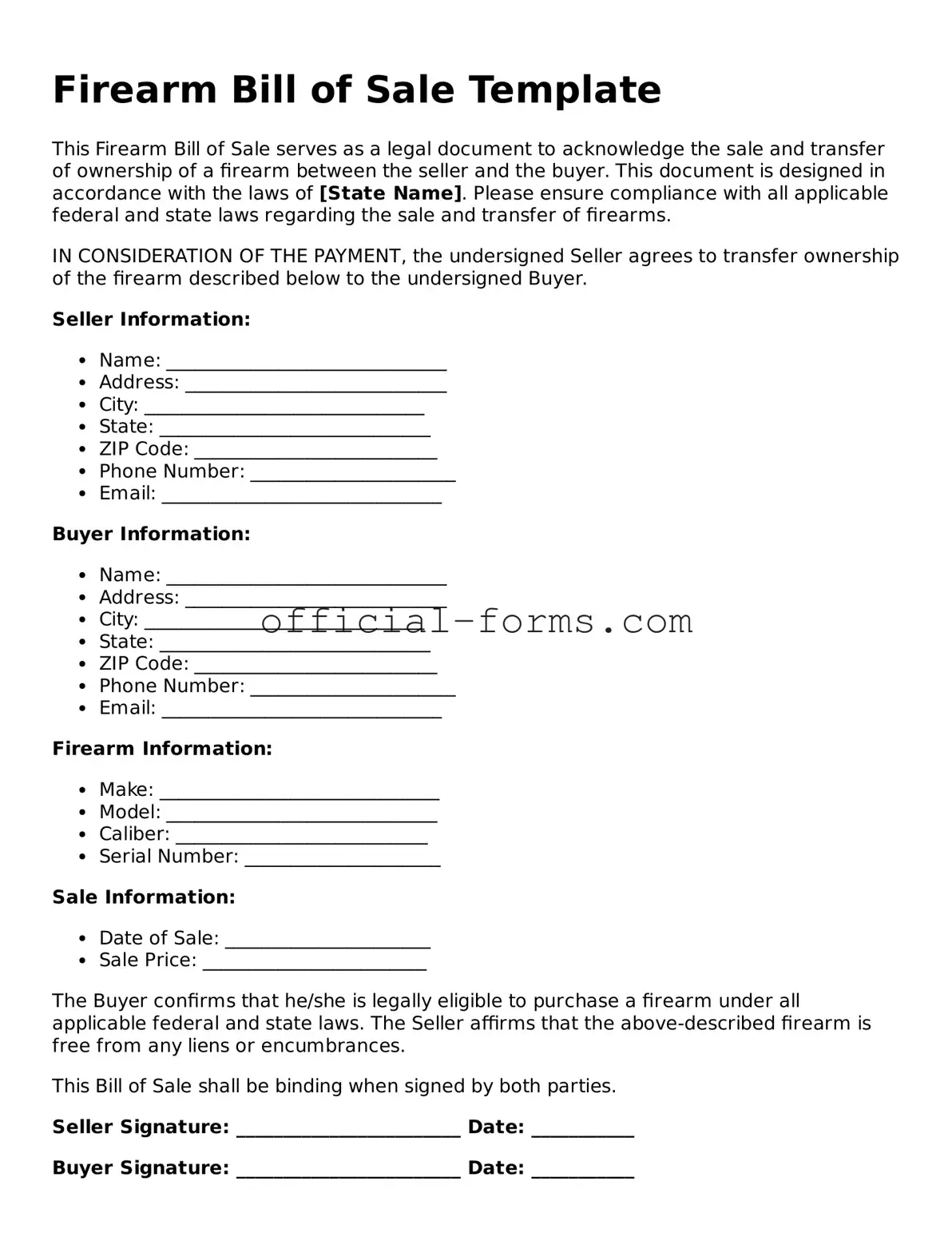 Attorney-Verified Firearm Bill of Sale Template