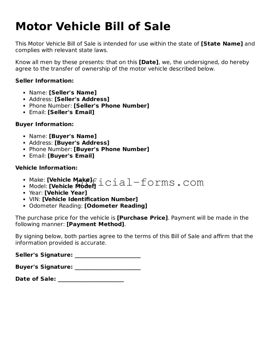 Attorney-Verified Motor Vehicle Bill of Sale Template