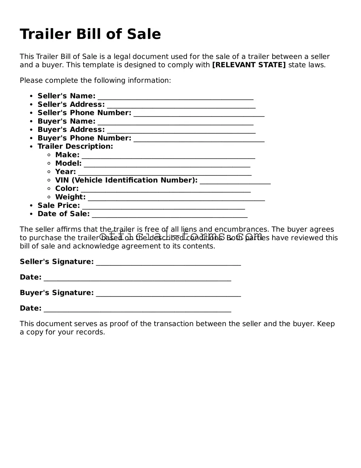 Attorney-Verified Trailer Bill of Sale Template