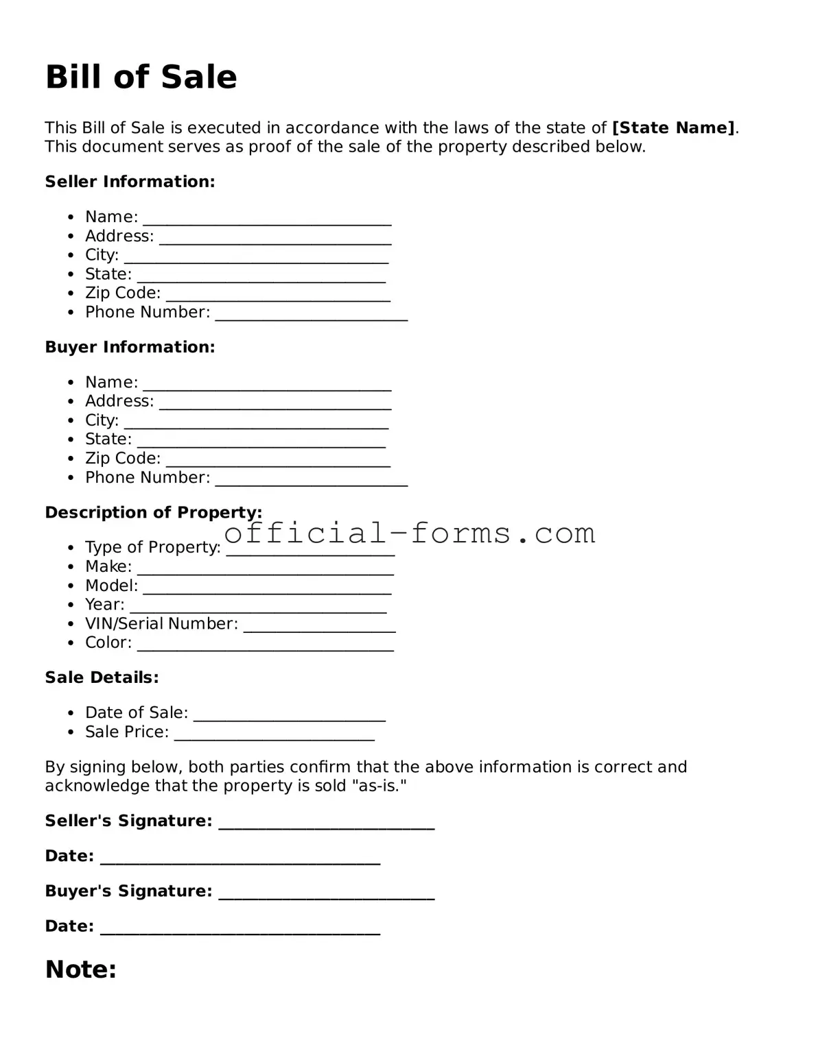 Attorney-Verified Bill of Sale Template