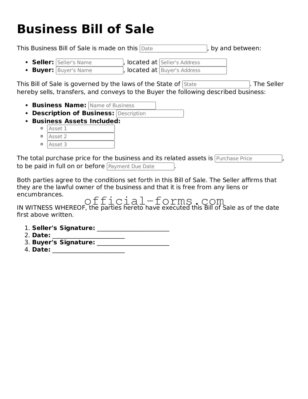 Attorney-Verified Business Bill of Sale Template