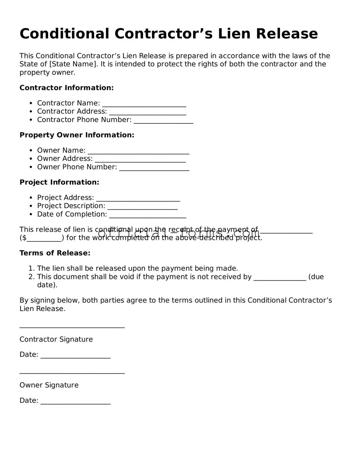 Attorney-Verified Conditional Contractor’s Lien Release Template