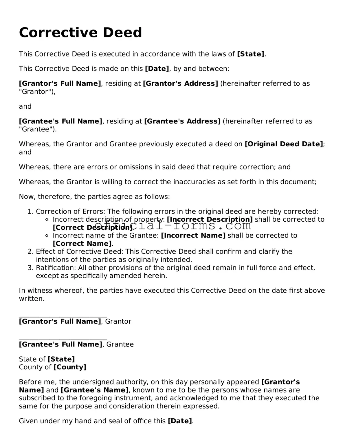Attorney-Verified Corrective Deed Template