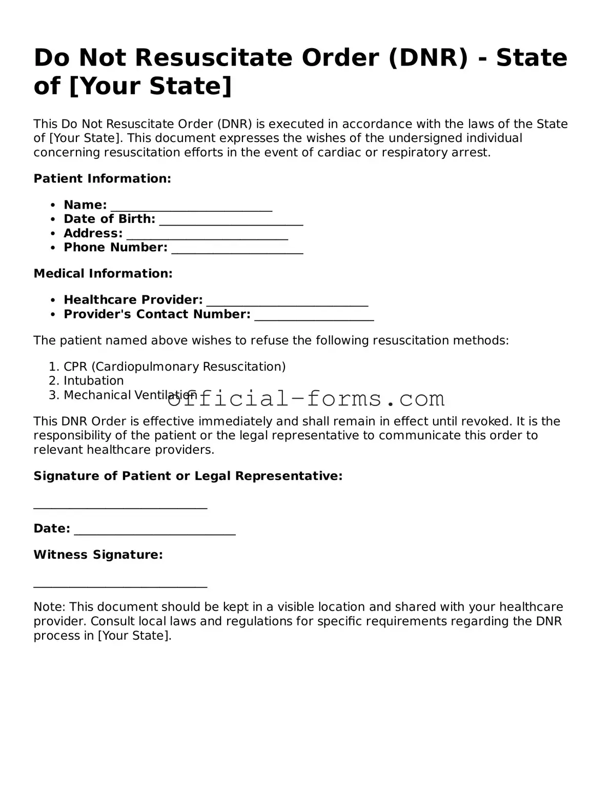 Attorney-Verified Do Not Resuscitate Order Template