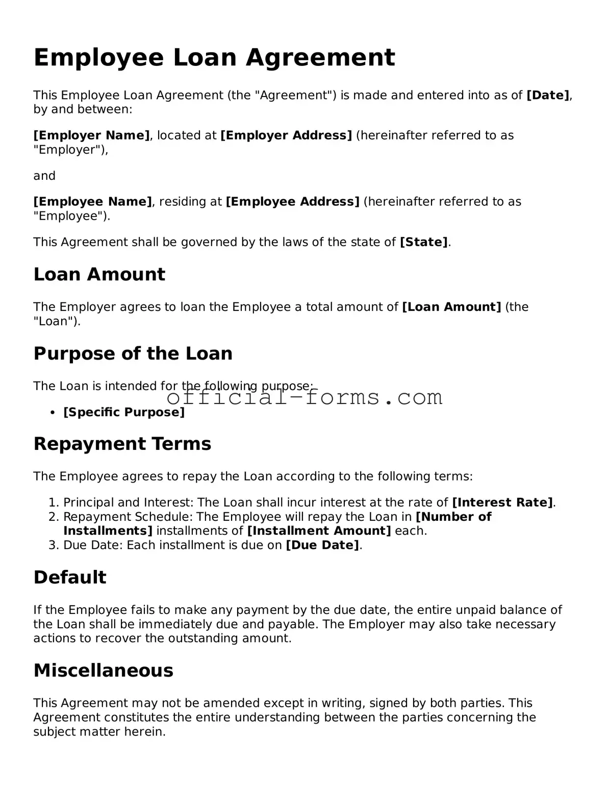 Attorney-Verified Employee Loan Agreement Template