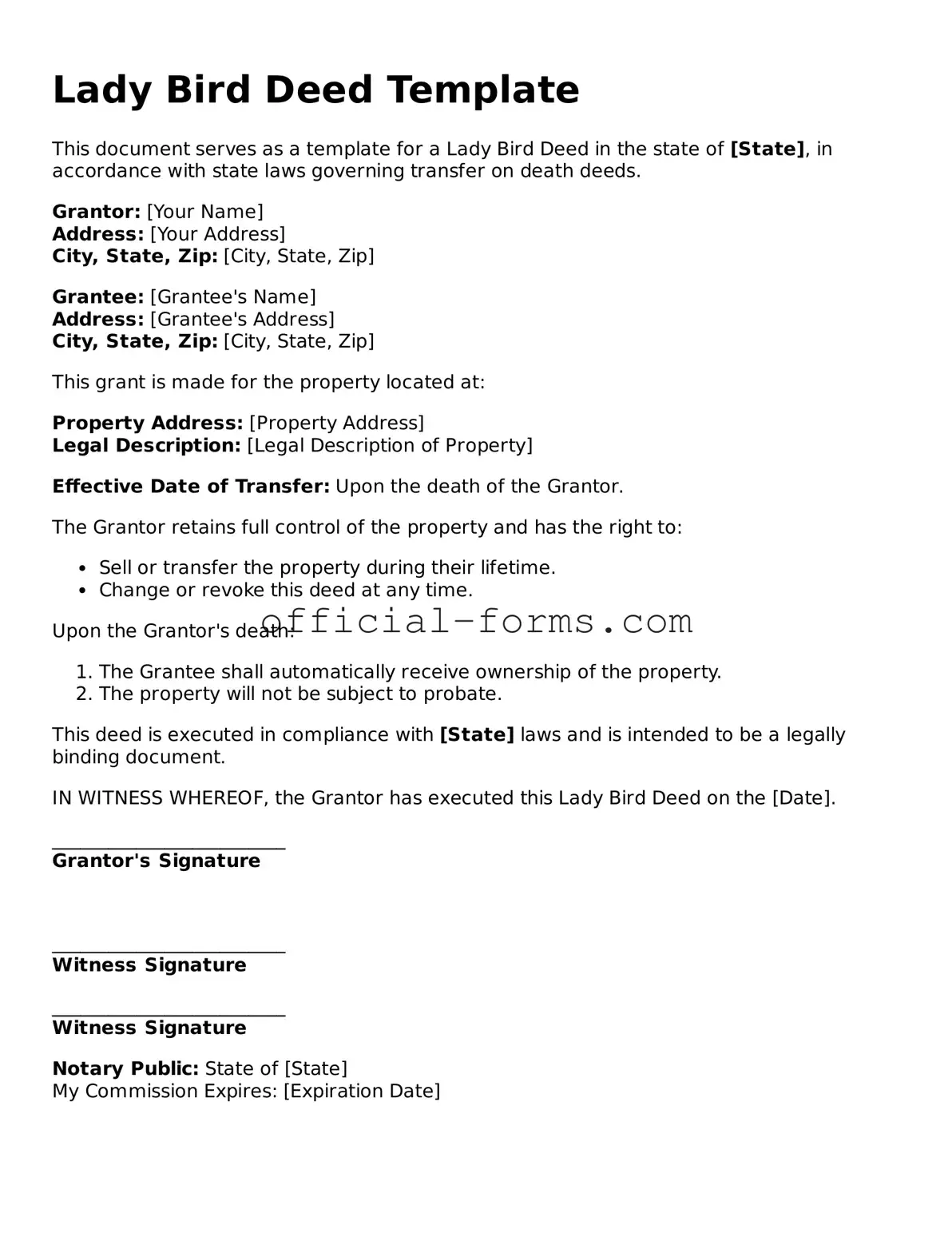 Attorney-Verified Lady Bird Deed Template