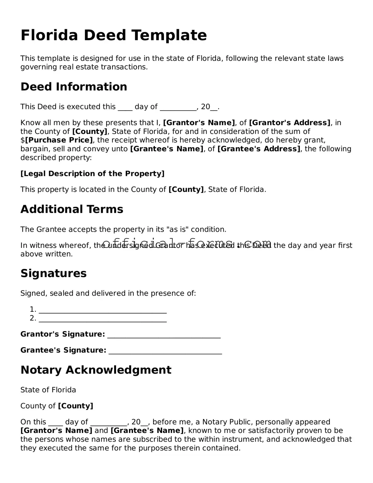 Official Florida Deed Document
