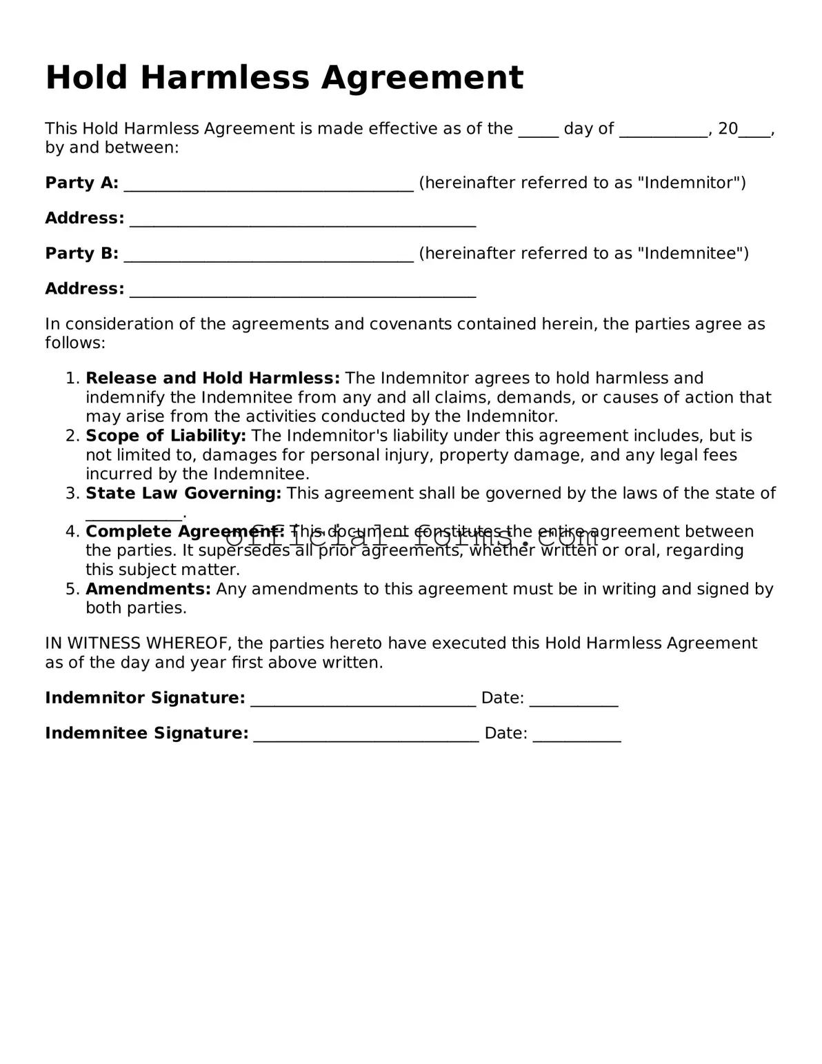 Attorney-Verified Hold Harmless Agreement Template