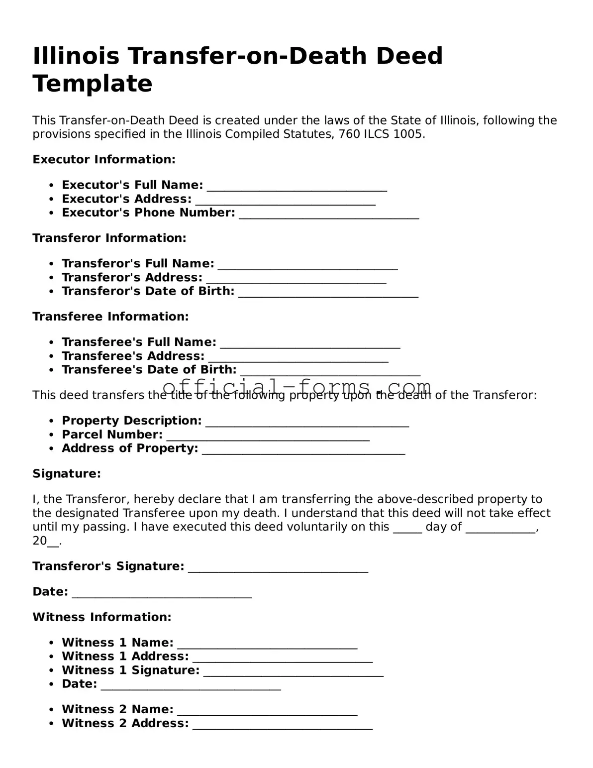 Official Illinois Transfer-on-Death Deed Document