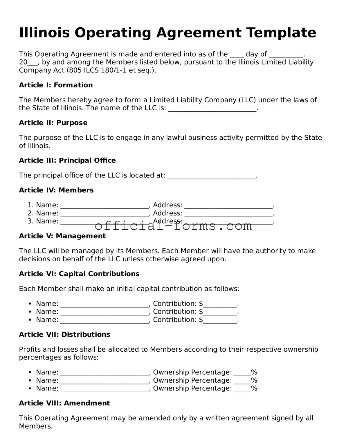 Official Illinois Operating Agreement Document