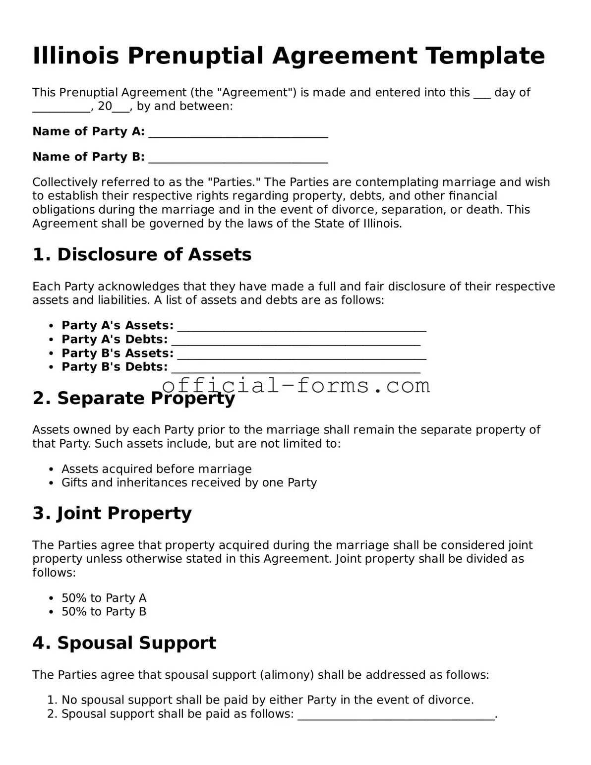 Official Illinois Prenuptial Agreement Document
