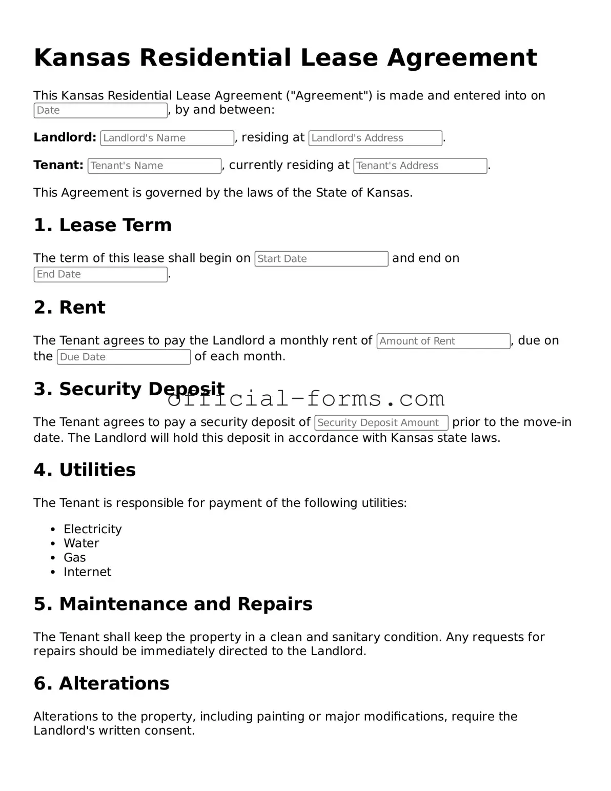Official Kansas Lease Agreement Document
