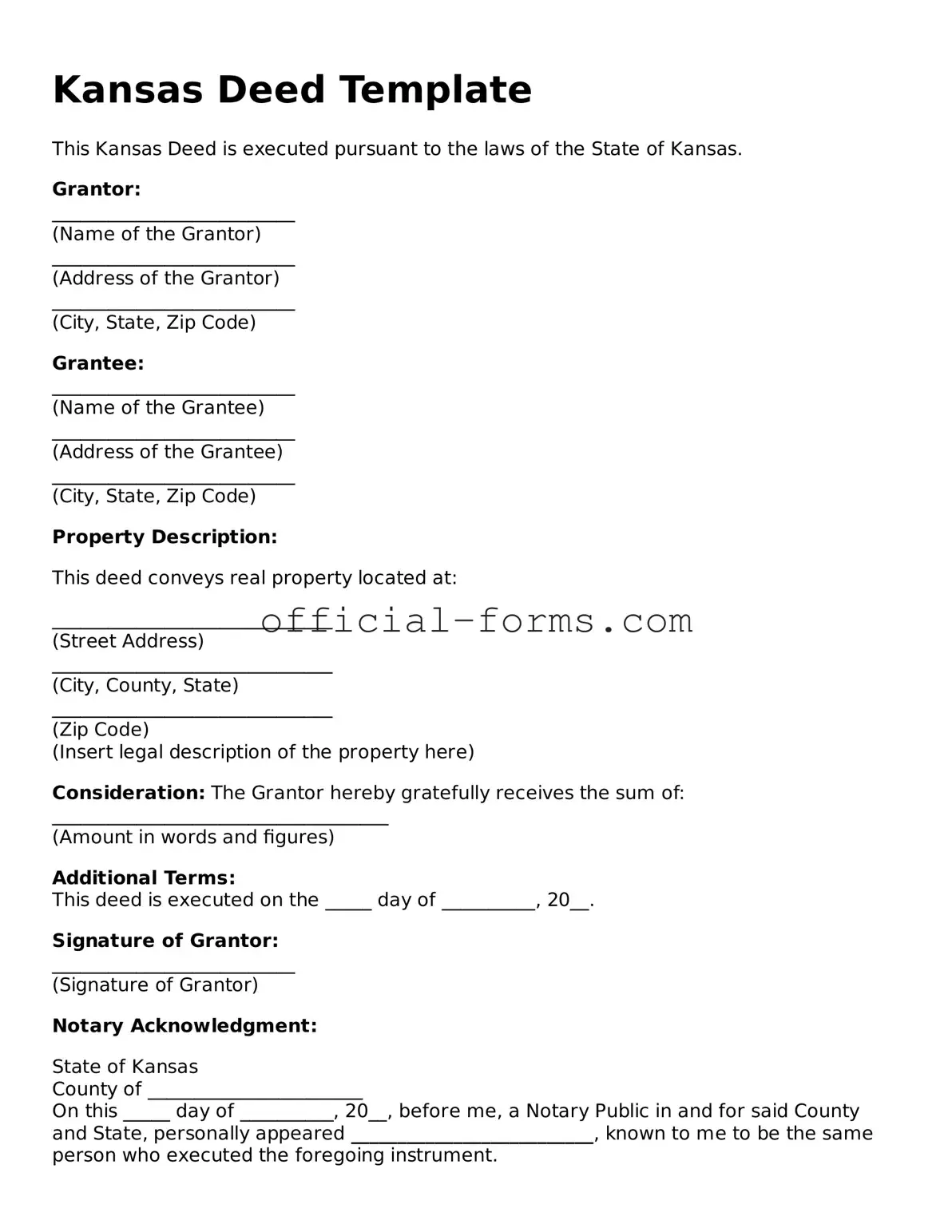 Official Kansas Deed Document