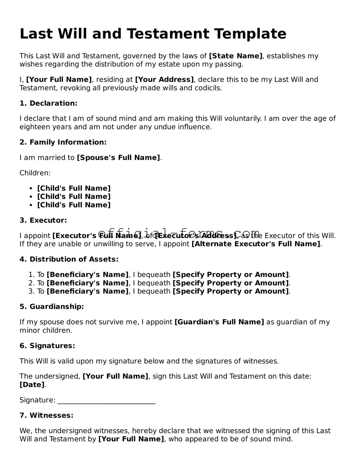 Attorney-Verified Last Will and Testament Template