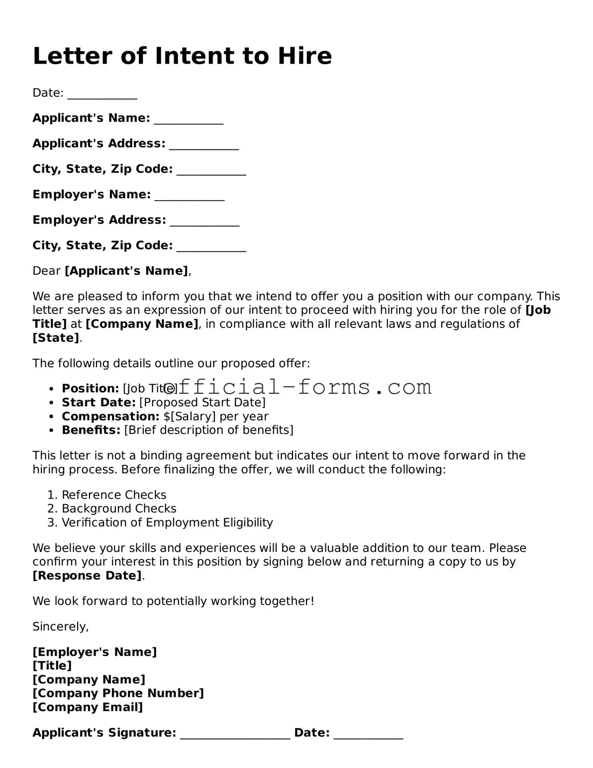 Attorney-Verified Letter of Intent to Hire Template