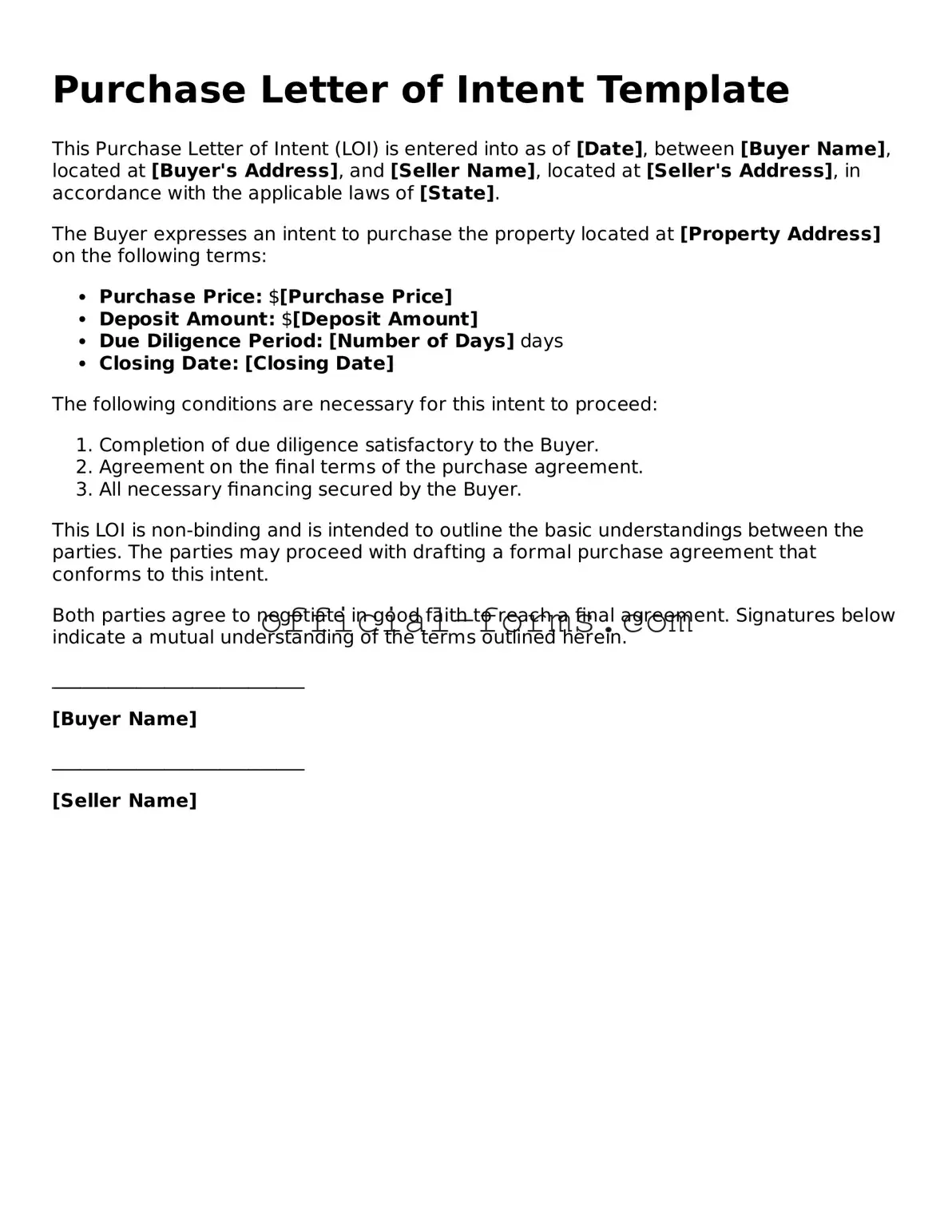 Attorney-Verified Purchase Letter of Intent Template