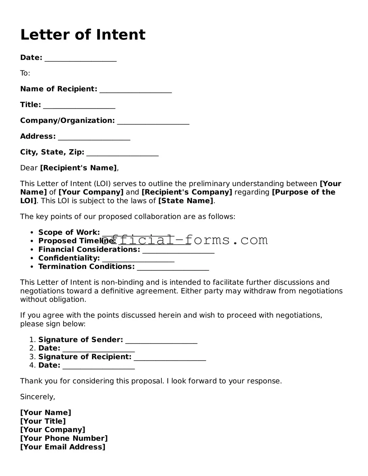 Attorney-Verified Letter of Intent Template