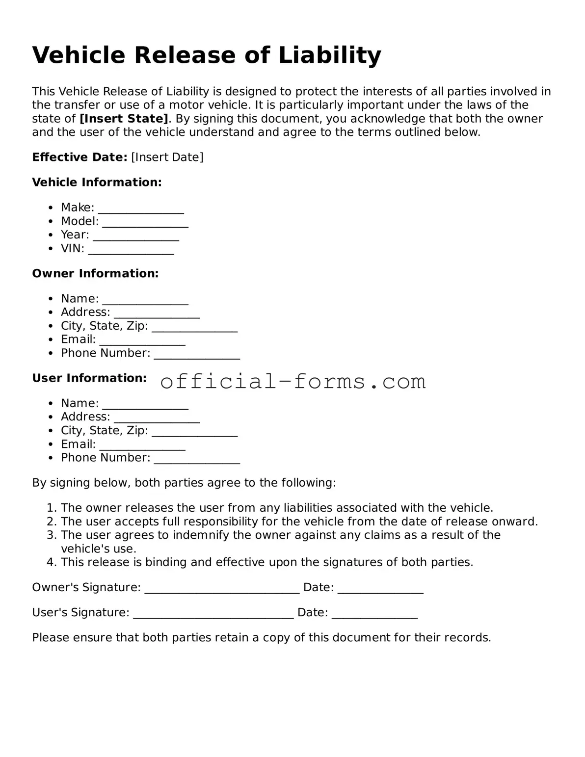 Attorney-Verified Vehicle Release of Liability Template