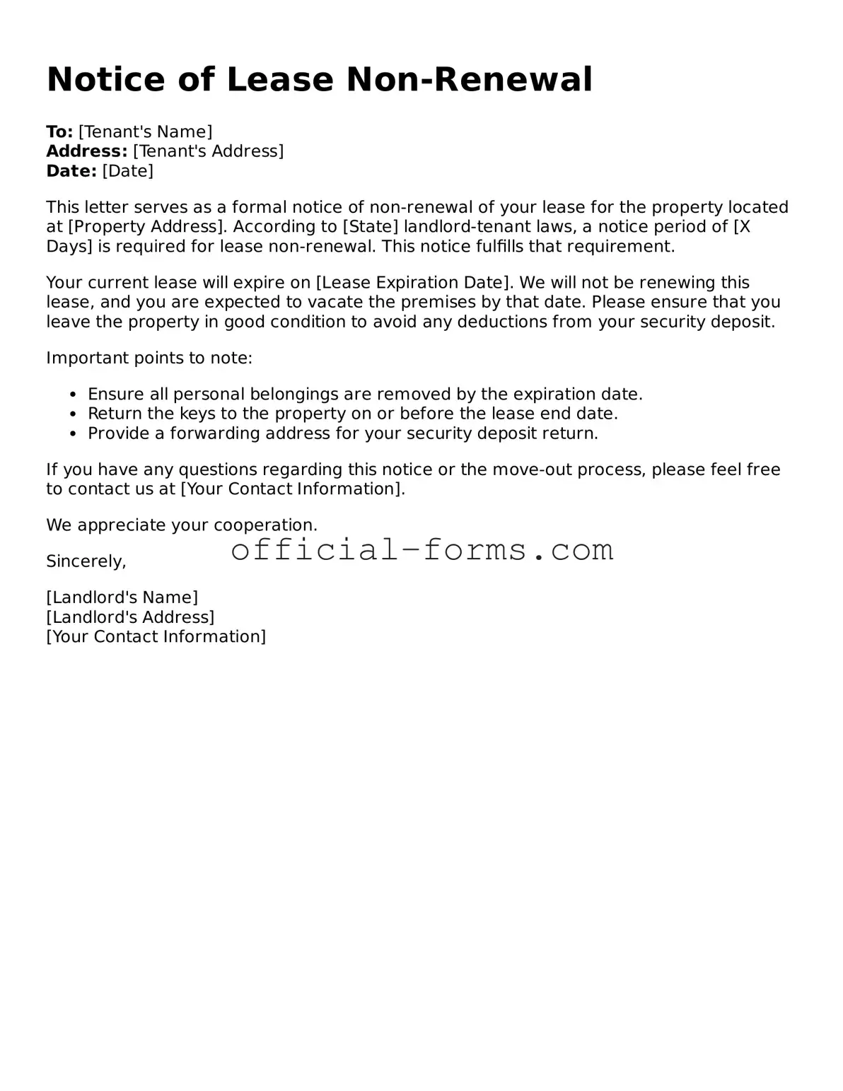Attorney-Verified Notice of Lease Non-Renewal Template