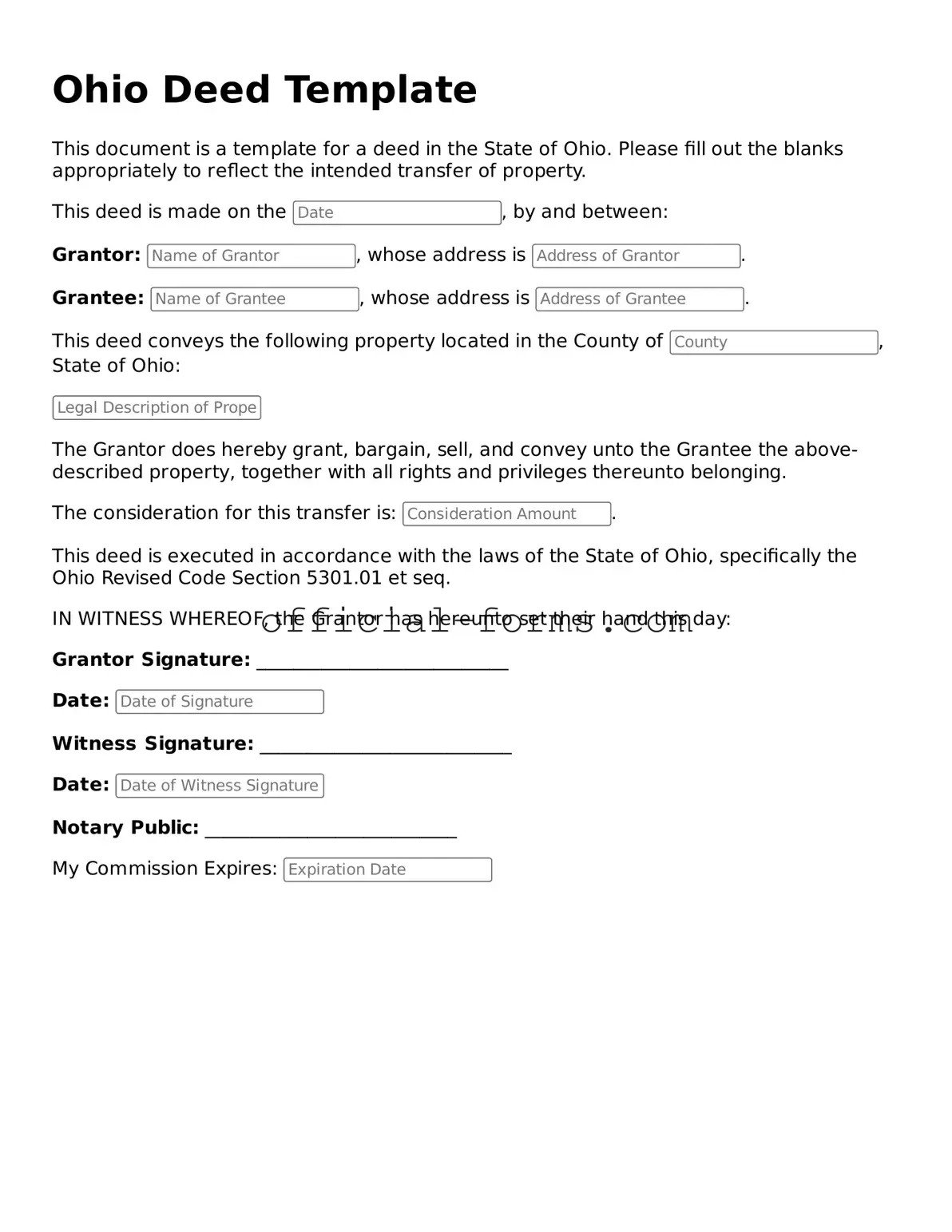 Official Ohio Deed Document
