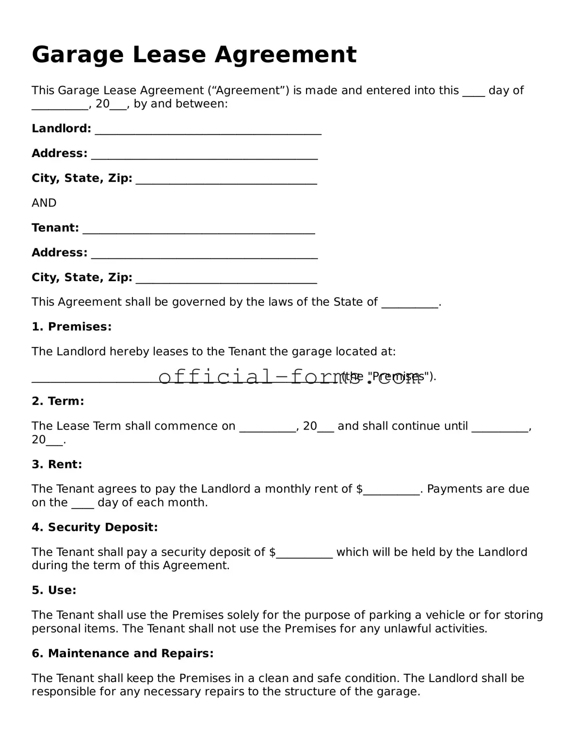 Attorney-Verified Garage Lease Agreement Template