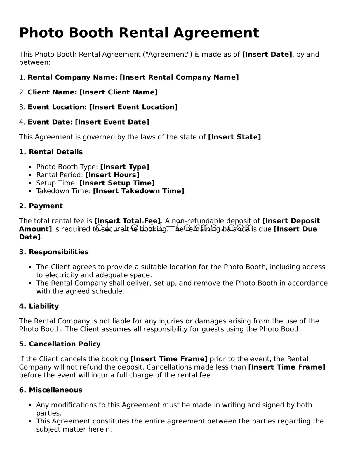Attorney-Verified Photo Booth Rental Agreement Template