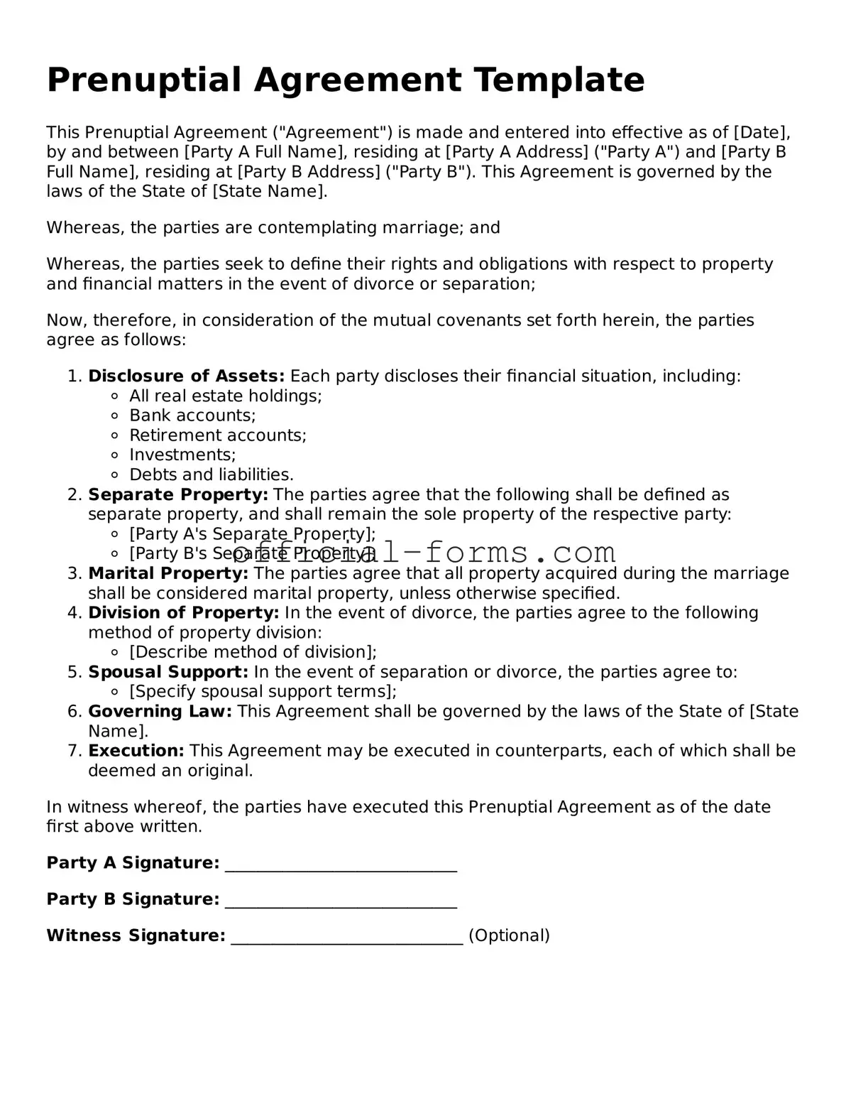 Attorney-Verified Prenuptial Agreement Template