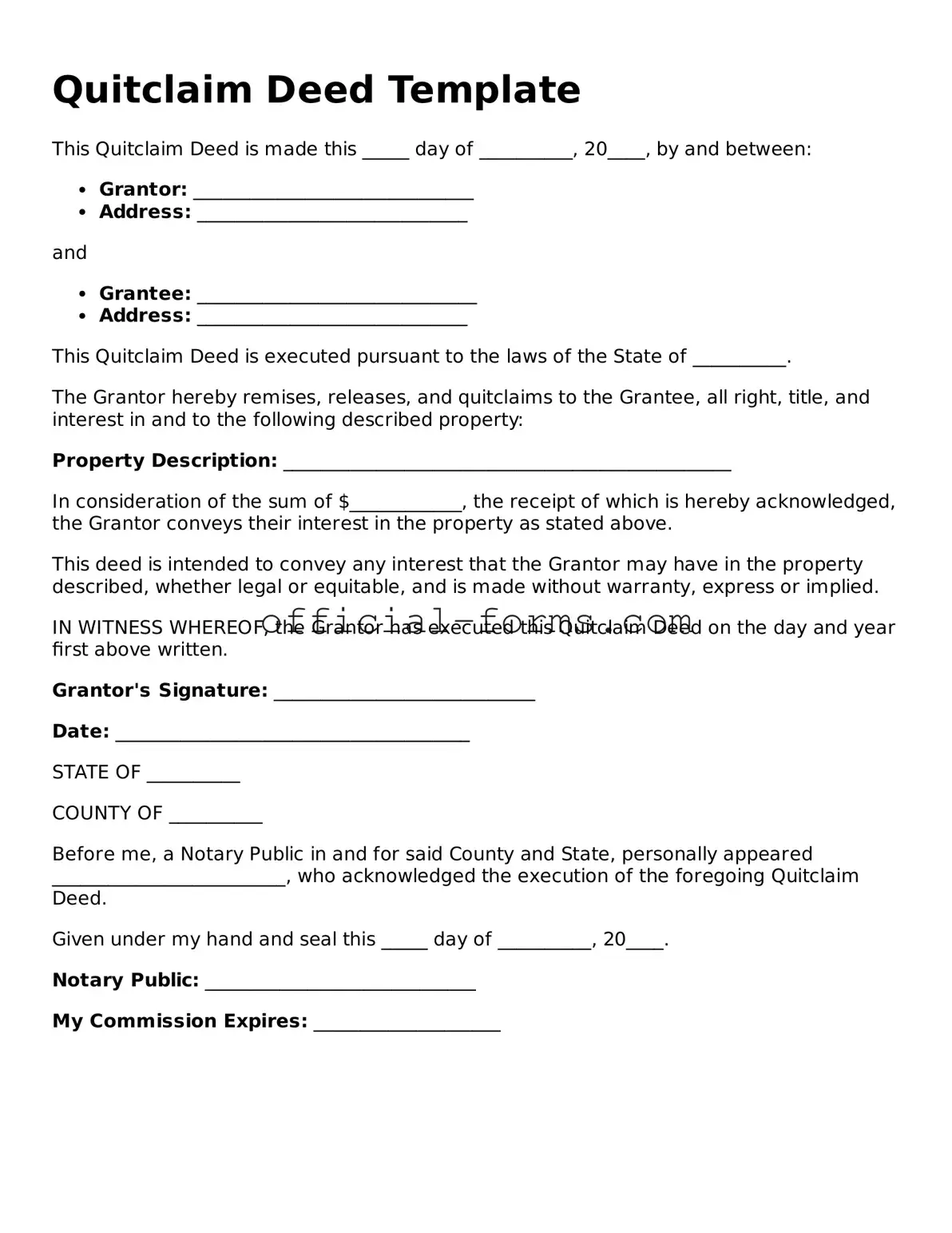 Attorney-Verified Quitclaim Deed Template