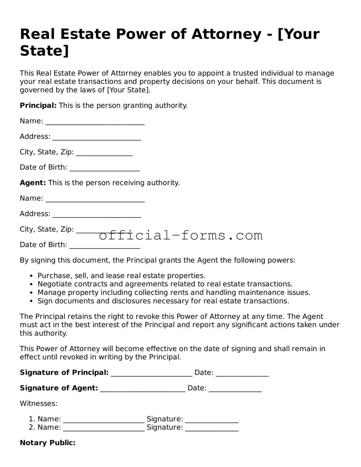 Attorney-Verified Real Estate Power of Attorney Template