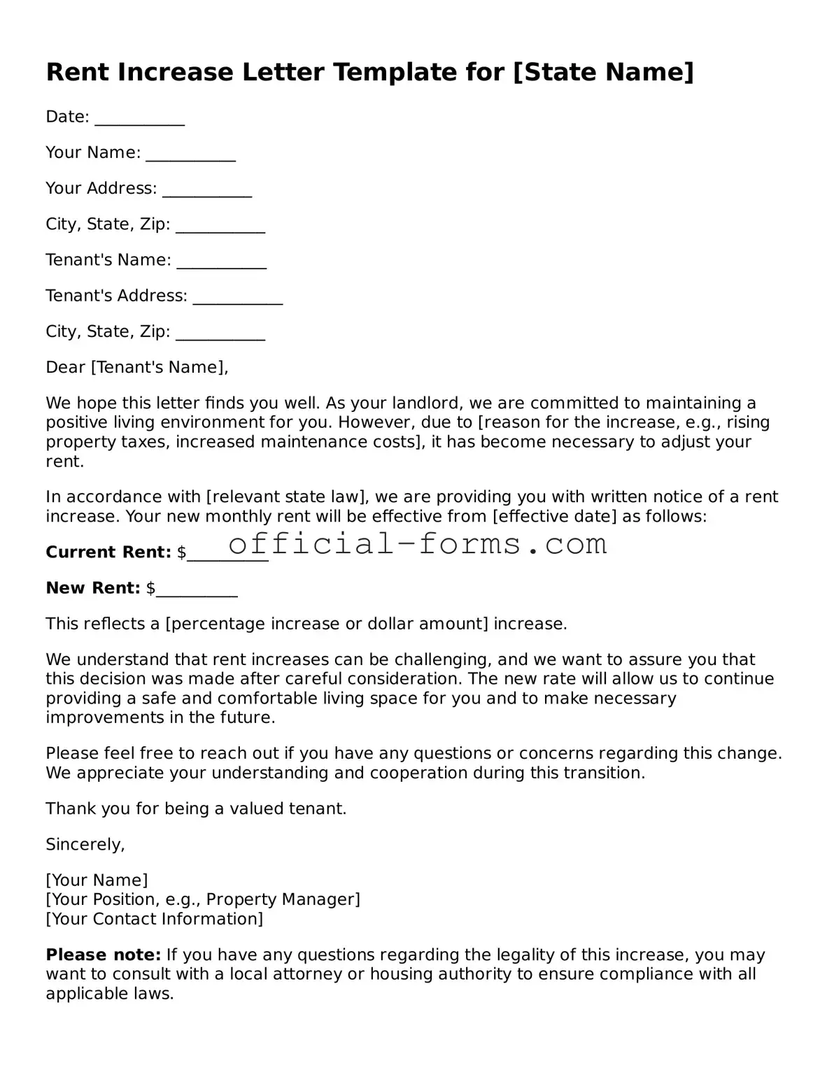 Attorney-Verified Rent Increase Letter Template