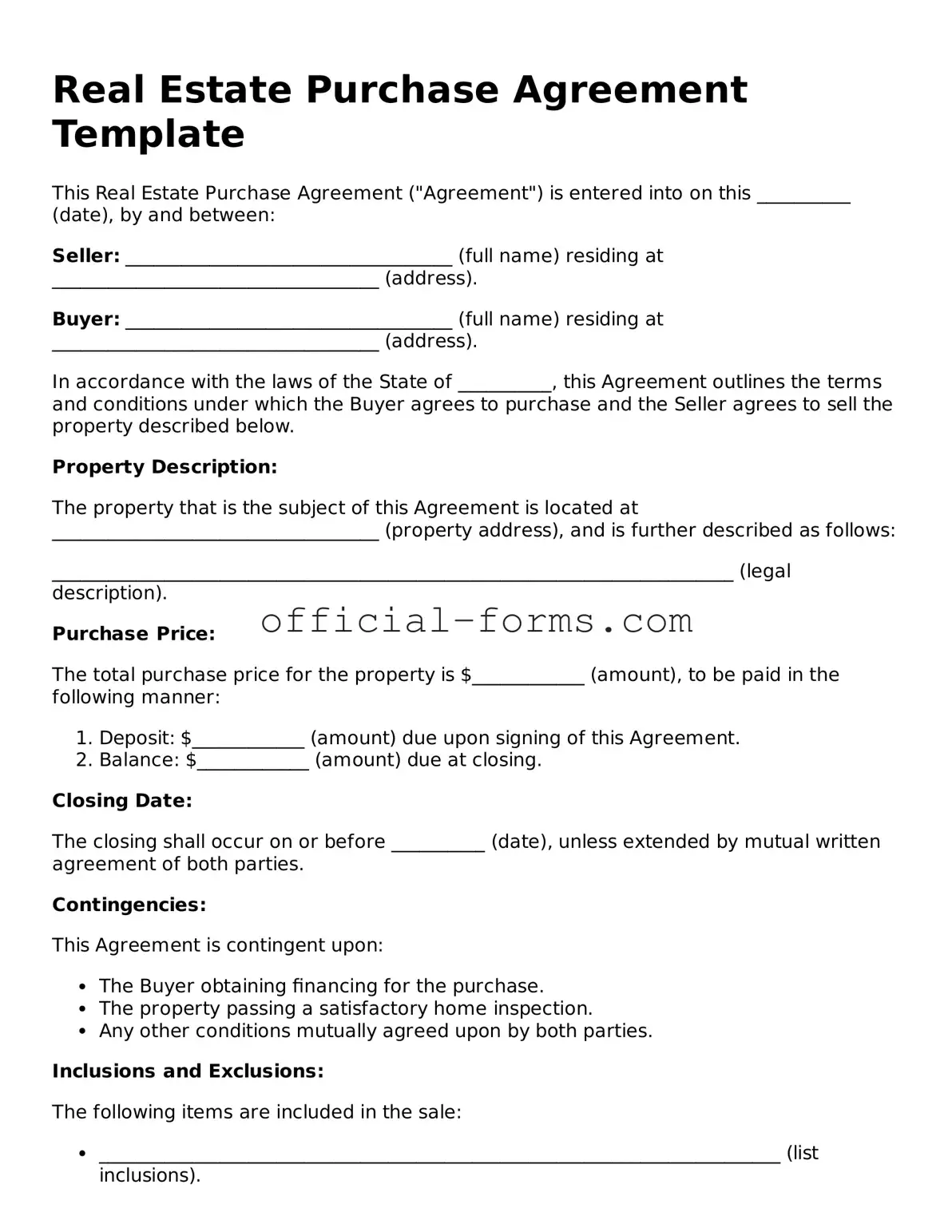 Attorney-Verified Real Estate Purchase Agreement Template