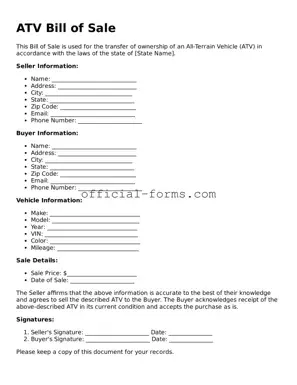 Attorney-Verified ATV Bill of Sale Template