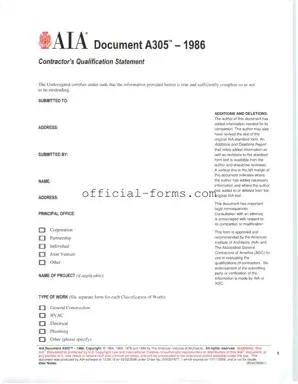 Blank AIA A305 Form