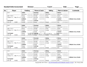 Blank Baseball Assessment Form