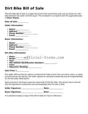 Attorney-Verified Dirt Bike Bill of Sale Template