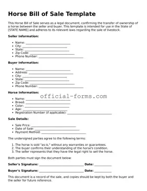 Attorney-Verified Horse Bill of Sale Template