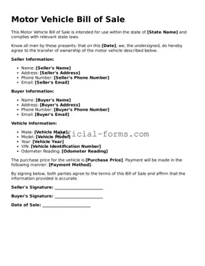 Attorney-Verified Motor Vehicle Bill of Sale Template