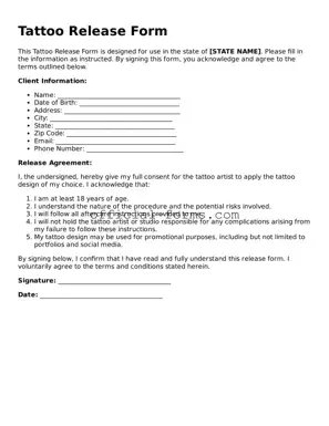 Attorney-Verified Tattoo Release Template