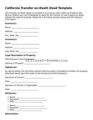 Official California Transfer-on-Death Deed Document