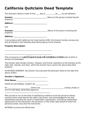 Official California Quitclaim Deed Document