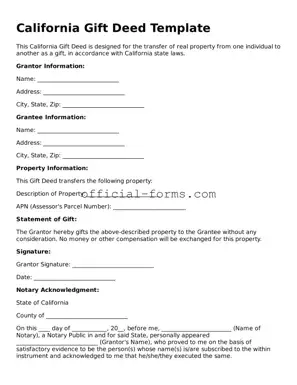Official California Gift Deed Document