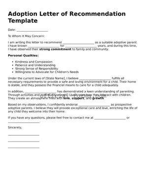 Attorney-Verified Adoption Letter of Recommendation Template