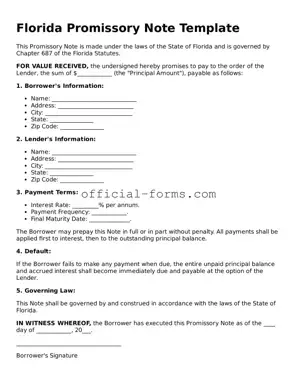 Official Florida Promissory Note Document