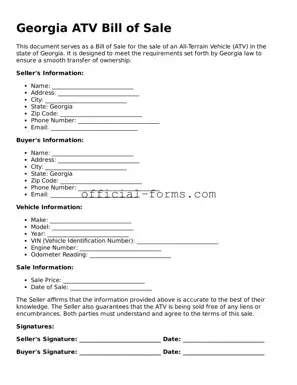 Official Georgia ATV Bill of Sale Document