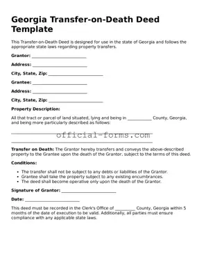 Official Georgia Transfer-on-Death Deed Document