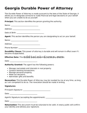 Official Georgia Durable Power of Attorney Document