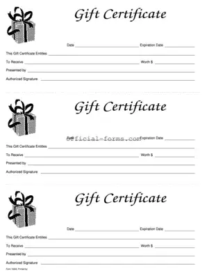 Blank Gift Certificate Form